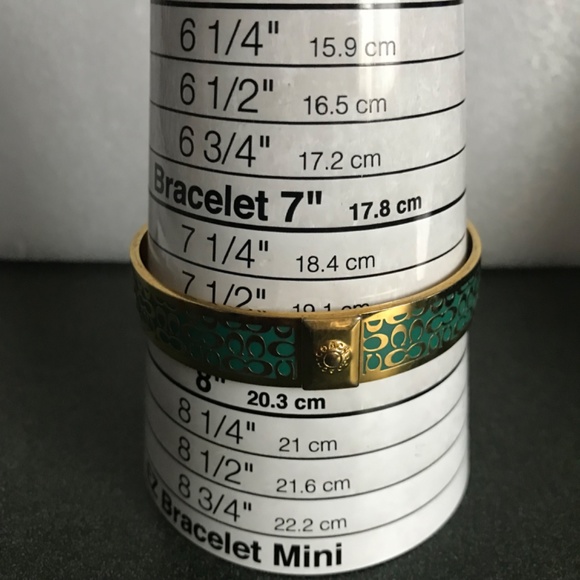 Coach Signature C Gold/Teal Bangle Bracelet - Picture 7 of 15